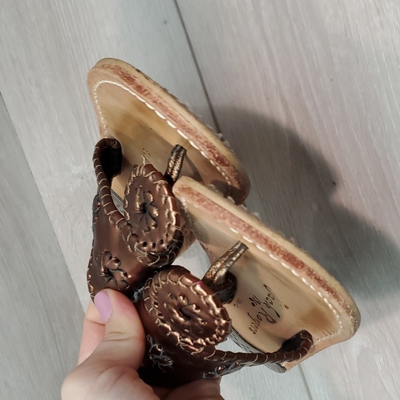 Jack Rogers Womens Thong Rose Gold Metallic Leather Sandals shoes sz 7 - Picture 5 of 13